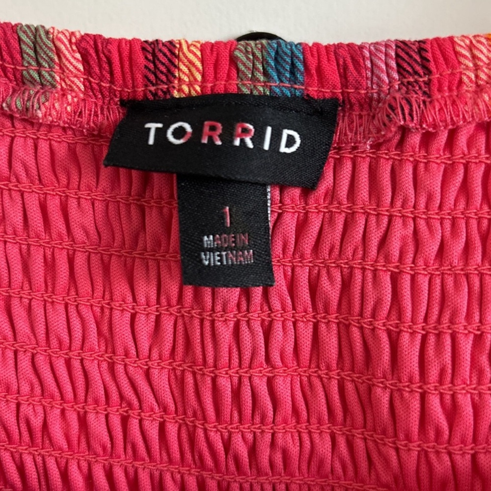 Stripe Multi Color Midi Challis Smocked Tiered Dr… - image 7